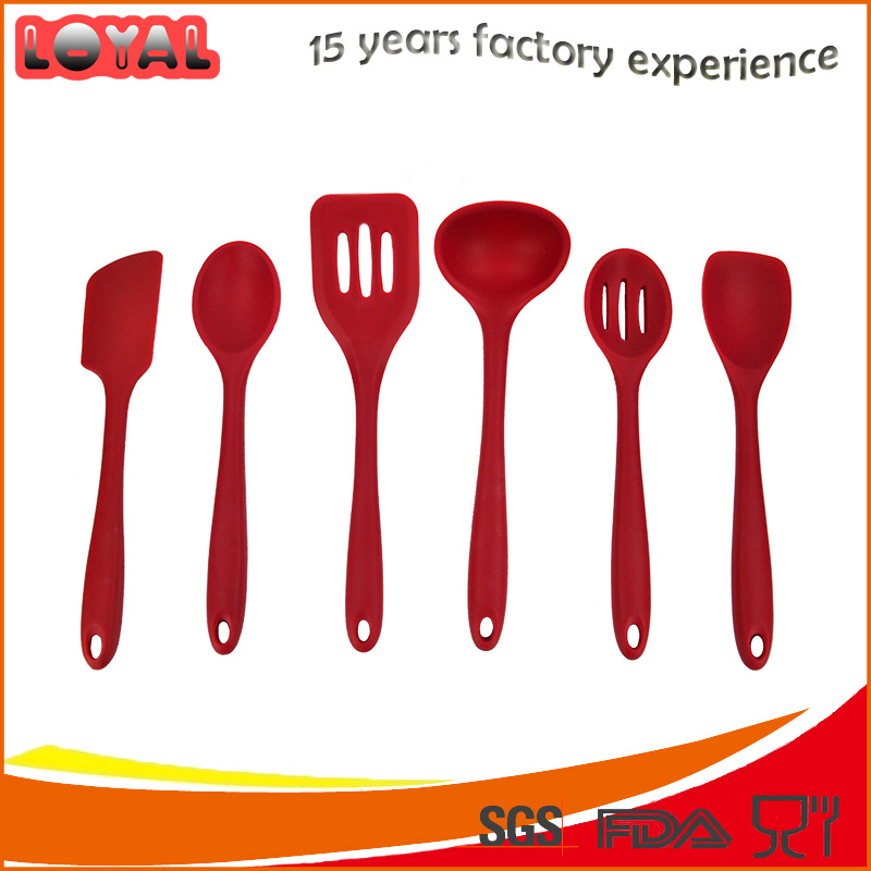 6 pcs silicone kitchen utensil set in red color