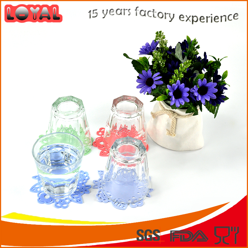 Multi colors flower shaped silicone party cup pad dish placemat Multi colors flower shaped silicone party cup pad dish placemat