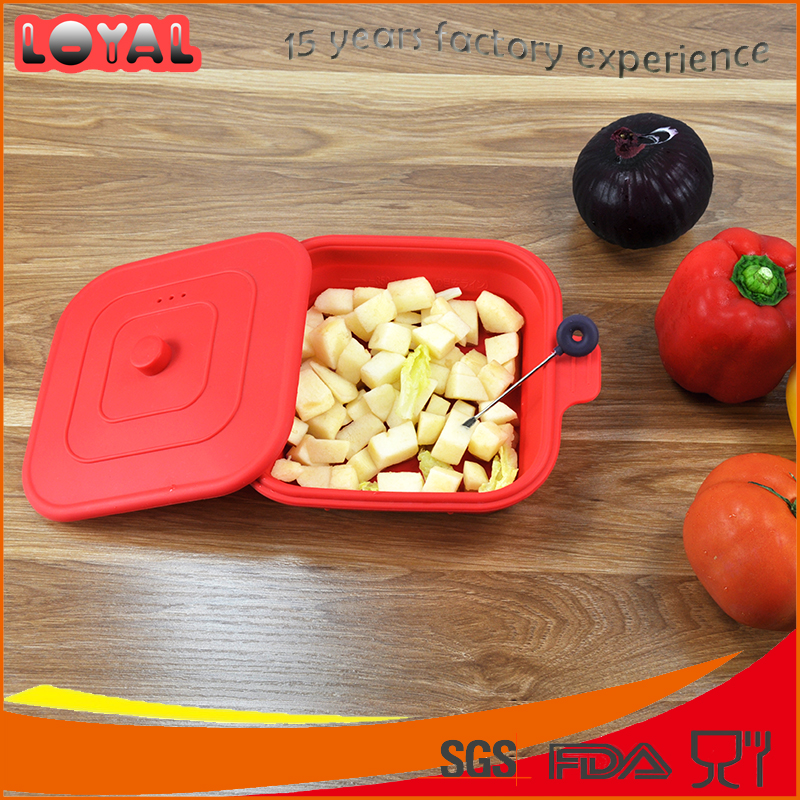 Microwave safe square silicone storage box food storage container